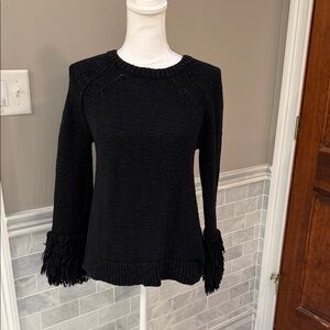 Michael Kors Black Sweater with Fringe Accents